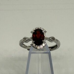 Silver Ring with Deep Red Garnet